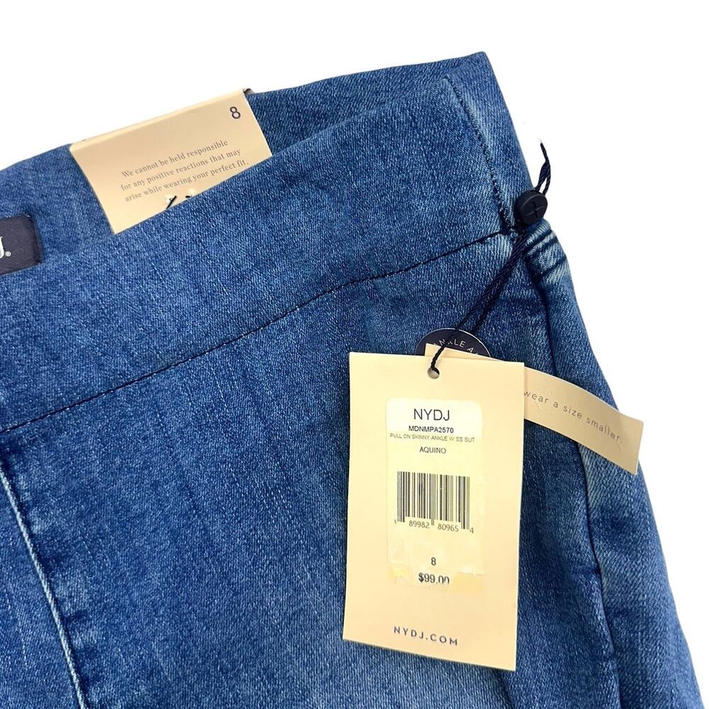 NYDJ Pull On Skinny Ankle Jeans Women 8 Aquino Medium Wash Lift Tuck NWT - Picture 3 of 6